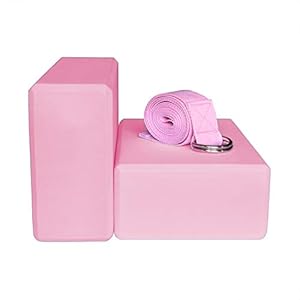 Junxia Yoga Blocks (2 Pack) and Yoga Strap Combo Set,High Density EVA Foam Blocks 3 x 6 x 9 Inches,Support and Improve Poses and Flexibility,for Beginners and Advanced Yogis
