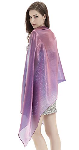 Alivila.Y Fashion Womens Organza Bridal Evening Soft Wrap Scarf Shawl-Purple Organza