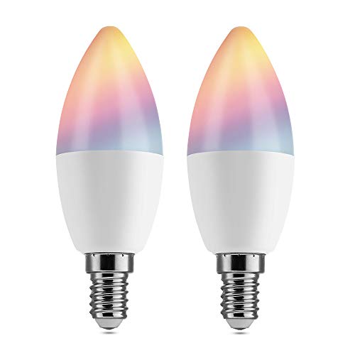BrizLabs-Bombilla-WiFi-Inteligente-E14-Bombilla-LED-Inteligente-45w-Control-de-Grupo-Funcin-del-Temporizador-Compatible-con-Alexa-Google-Home-IFTTT-Sin-Necesidad-de-Hub-2-paquetes