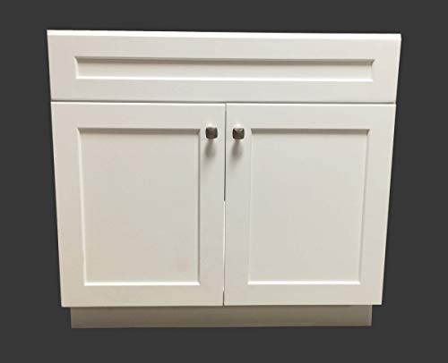 36" Wide x 21" Deep New White Shaker Single-Sink Bathroom Vanity Base Cabinet WS-V3621