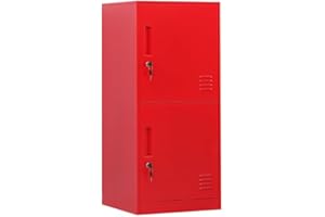 DAYTOYS 2 Door Metal Vertical Storage Locker for Kids Bedroom, Children Room, School, Office, Home,Stackable Steel Storage Cabinet for Toys, Clothes & Sports Equipment,Anti-Tilting Device. (2D, red)
