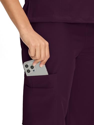 COZY SCRUBS Uniforme Médico Mujer Scrubs - Conjunto Enfermería con Blusa Cuello V y Pantalón Recto, 9 Bolsillos