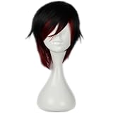 COSPLAZA Cosplay Wigs Short Black Red Girl Anime Show Heat Resistant Party Hair