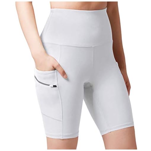 ODODOS Women's Dual Pockets High Waisted Workout 8" Shorts, Yoga Athletic Cycling Hiking Sports Shorts, White, Medium - Image 3