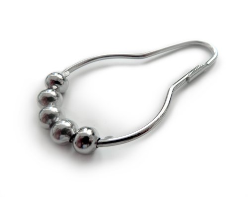 Premium Shower Curtain Hooks, 100% Stainless Steel, Polished Chrome, Set of 12 Rings