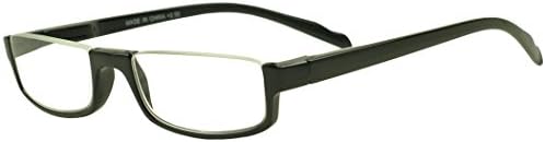Sunglass Stop - Unisex Small Rectangle Half Moon Frame Rx +1.00 - +3.50 Optical Reading Glasses (Black, 3.50)