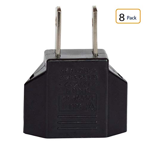 Travel Adapter, European (Round) to American (Flat) USA US Plug Adapter, American to European Adapter, European to US Adapter, Outlet Plug Adapter (8 in Pack)
