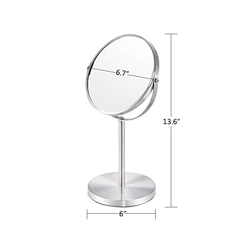 Makeup Mirror 6'' Tabletop 3X Magnifying Zoom Two-Side Round Vanity Mirror 360° Swivel Cosmetic Mirror with Base (Chrome Finish) - Thumbnail 3