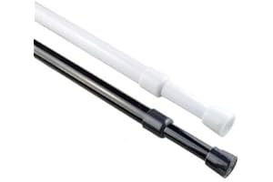 BLU-PIER TECH 2 Pack Spring Tension Curtain Rod Adjustable 28-43 Inches，5/8" Diameter, White