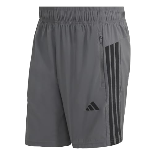 Hombre Workout Essentials Base 3 Stripes Woven Short 7 Inches Shorts, Grey Five/Black, M