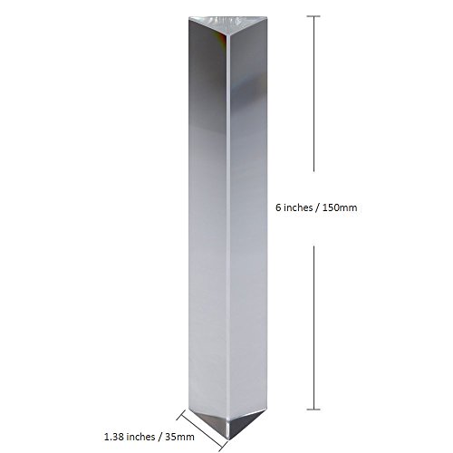 Optical Glass Triangular Prism, 6 Inches Crystal Rainbow Maker for Photography Science Experiments Physics Teaching Light Spectrum