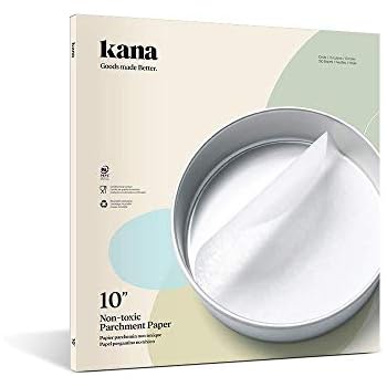 KANA Parchment Paper Baking Circles - 100 Pre-Cut Round Parchment Sheets for Baking Cakes, Cooking, Cookies, Cookies, Pastries, Dutch Oven, Air Fryer, Cheesecakes, Tortilla Press (10 inch)