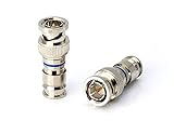 THE CIMPLE CO - BNC Compression Connector for RG6 Coaxial Cable | Pack of 10 | Solid Construction with High Grade Metals - Male BNC Connectors for CCTV, SDI, HD-SDI, Siamese, Security Camera