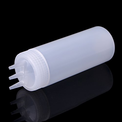 Milue 3 Hole Squeeze Bottle Condiment Dispenser Sauce Vinegar Oil Ketchup Cruet Bin (White) - Thumbnail 4