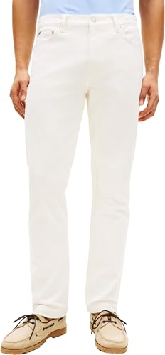 Uomo Jeans Slim Straight Denton Elasticizzati, Bianco (White), 38W/34L