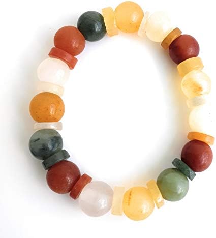 Distinctly Thai Genuine Siamese Multi-Colored Jade Mala Bead Bracelet Handmade in Thailand Meditation Beads Healing Beads