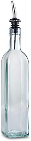 Containly 16oz Glass Olive Oil & Vinegar Bottle for Kitchen, Olive Oil Dispenser With Stainless Steel Spout, Slight Green Tint (12 Bottles)