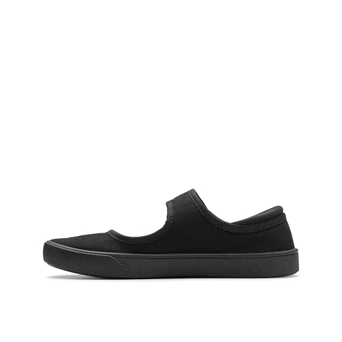 Clarks Girls Hopper Go Ballet School Shoes, Black Fabric, 9 UK Child