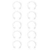 Ruifan 10pcs Clear UV Flexible Acrylic 3mm Ball CBR Non-Piercing Fake Nose Septum Horseshoe Earring Eyebrow Tongue Lip Piercing Ring 16G 10mm