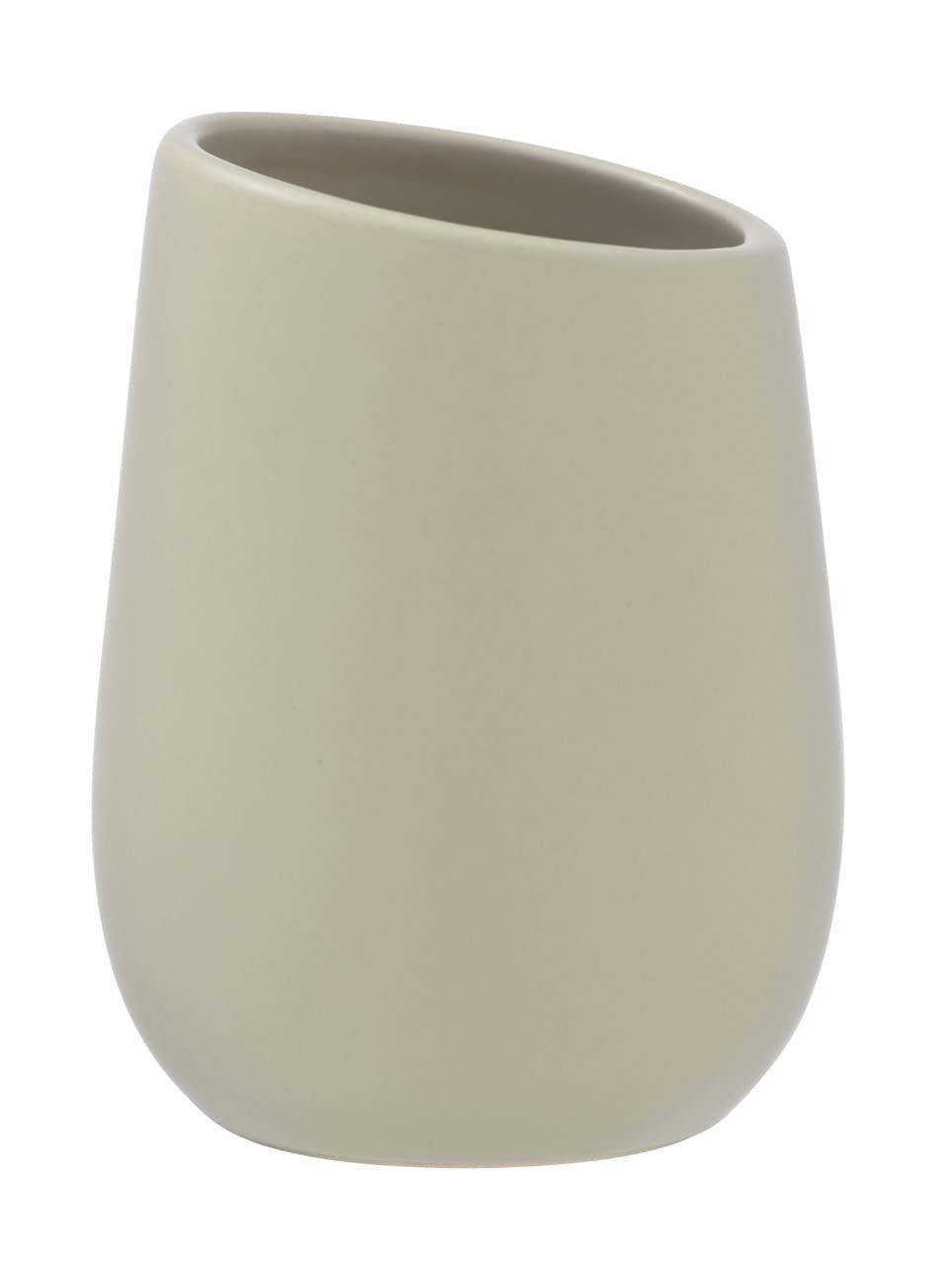 Wenko Badi Beige Ceramic Tumbler with Matte Finish Toothbrush Cup for Storage of Toothbrush and Toothpaste