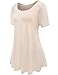 JollieLovin Women's Short Sleeve Loose Fit Flare Hem T Shirt Tunic Top (Beige, 3X)