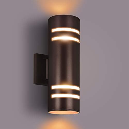 Out of doors Wall Mild,Bling Exterior Lighting – ETL Listed,Aluminum Waterproof Wall Mount Cylinder Design – Up Down Mild Fixture for Porch, Yard and Patio [Brown] (Out of doors Wall Mild Brown)