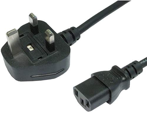 3m IEC C13 UK Mains Power Cable Black Sonic Welded Plug Kettle Style Lead 5 Amp fuse GTSA-3 N14586 & HO5VV-F 3G 1.0mm² cores