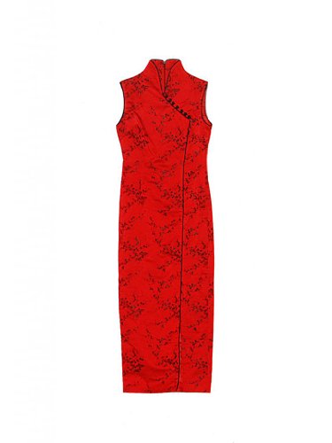 GoodOrient Women's Red Plum Blossom Silk Brocade Chinese Long Dress/Party Dress/Customized Service For Free