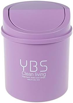 Animal Pet Cat Litter Waste Trash Recycle Bin Round Office Kitchen Desk Mini Trash Can Small Plastic Garbage Can Food Waste Bin Storage Recycle Box Bag Holder Gathering Disposal Container (Purple)
