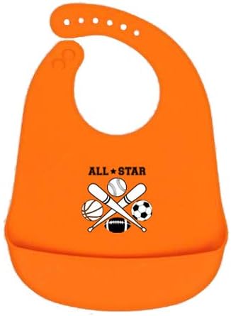 Baby Baller Easy Clean Waterproof Silicone Bib Sports All Star Football Baseball Basketball Soccer
