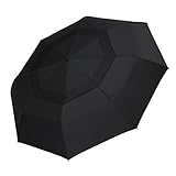 SHINE HAI Windproof Travel Umbrella, Double Canopy Construction, Automatic Open Close for One Handed Operation, Compact Lightweight Umbrella for Rain Snow ()