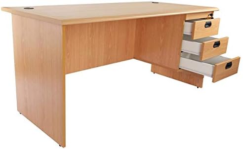 Mahmayi Bess Plain L Office Desk With Fixed Drawers Functional And Efficient Office Desk Organiser With Three Drawer Storage 180cm Beige Buy Online At Best Price In Uae Amazon Ae