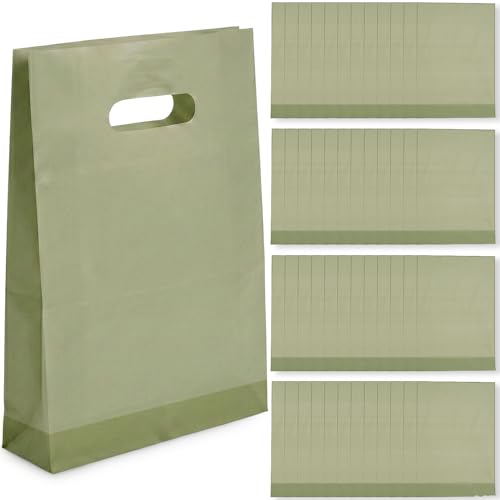8 1/4" x 12" Bulk 50 Pieces Sage Green Plastic Goody Bags