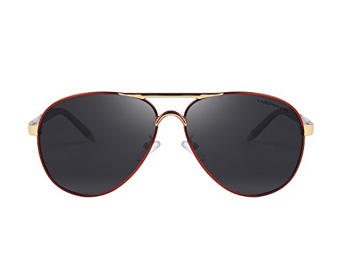 MERRY'S Men's Polarized Driving Sunglasses For Men Unbreakable Frame UV400 S8513 (Red&Black, 61)