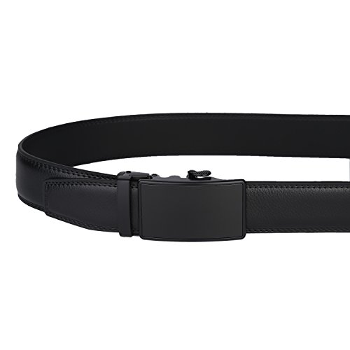 Dante Mens Real Leather Ratchet Dress Belt with Automatic Buckle-Elegant Gift Box(55-0027), Black Style12, Adjustable from 20in to 44in Waist