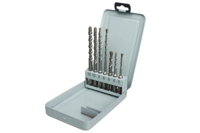 UK Drills - SDS Plus Hammer Drill Bit - Tungsten Carbide Tip, Fully Hardened Tool - To Be Used in Granite, Concrete & Masonry - Metal Set 7 Pieces — image 1