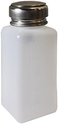 KOKEE 8 Pieces 8 oz White One Touch Stainless Steel Liquid Dispenser Pump ESD Safe Square Bottle Nail Polish Remover Alcohol Liquid Press Pumping Dispenser Empty Bottle