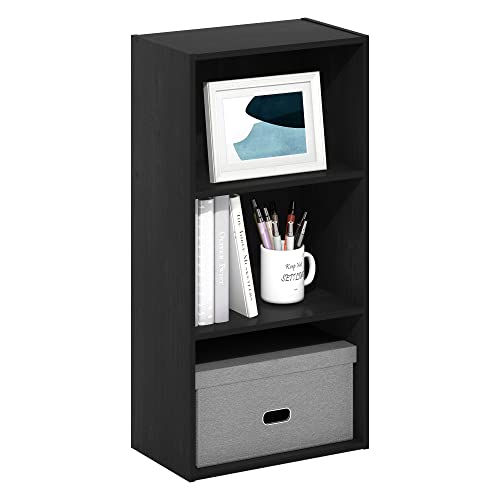 Furinno LUDER Book Shelf, 3-Tier Modern Bookshelf, Open Shelves Bookcase 9.3 x 16 x 31.4, for Living Room, Bedroom, Home Office, Blackwood