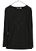 Asoidchi Women's Long Sleeve Back Hollow Skull Pattern Black T Shirt (XL)