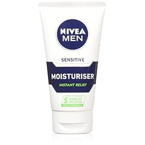 NIVEA MEN Sensitive Face Moisturiser (75ml), Men's Moisturiser with Zero Percent Alcohol, Sensitive Skin Moisturiser…