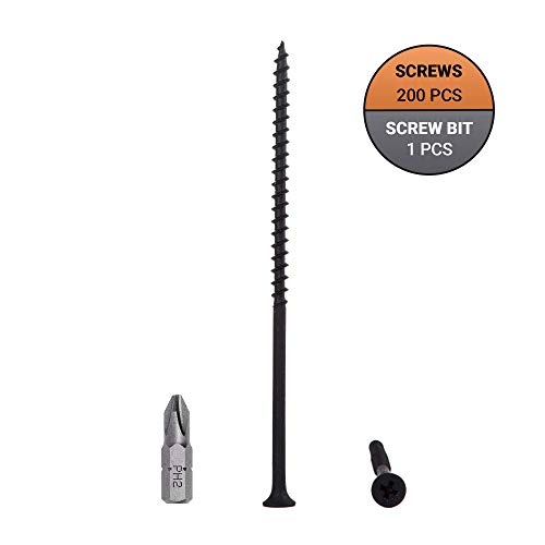 (200 Stück) Schwarze Phosphat-Kohlenstoffstahl 4,8 x 120 mm Holzschrauben, Philips-Stiftkopf, Spanplattenbefestigungen… – Bild 4