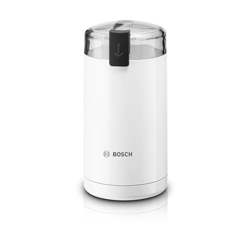 - Molinillo de café, cuchillas de acero inoxidable, función de seguridad, 180 W, recipiente para 75 g de granos, eléctrico, blanco, TSM6A011W
