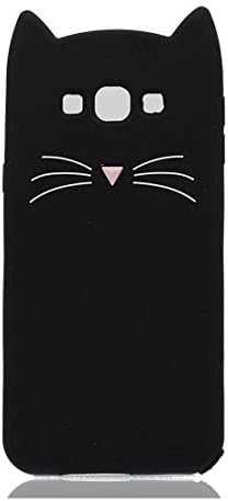 EarthNanLiuPowerTu Cool Silicone Case for Samsung Galaxy E7 2015, Soft 3D Silicone Cases, Cute Fashion Animal TPU Rubber Cover, Kawaii Shell Cover for Samsung Galaxy E7 2015 (Cat Black)