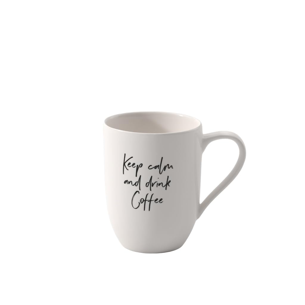 Villeroy & Boch - Statement, Mug, “Keep Calm and Drink Coffee”, 280 ml, Premium Porcelain, White