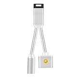 Silver Braided Lightning Cord to 3.5mm Headphone Jack Splitter Adapter & Charger Cable Converter for iPhone 7/ 7 Plus