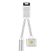 Silver Braided Lightning Cord to 3.5mm Headphone Jack Splitter Adapter & Charger Cable Converter for iPhone 7/ 7 Plus