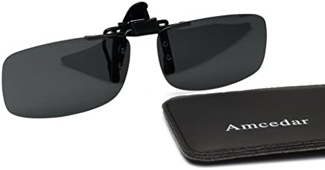 Eyecedar Polarized Clip-on Flip up Metal Clip Sunglasses Lens Grey Color Including PU Material Pocket Protector And Cleaning Cloth