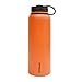 Lifeline 7502OR Orange Stainless Steel Wide Mouth Water Bottle - 40 oz. Capacity