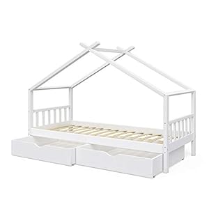 VitaliSpa Kinderbett Hausbett Design 90x200cm INKL SCHUBLADEN Kinder Bett Holz Haus Schlafen Hausbett Spielbett Inkl…