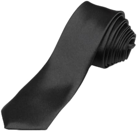 Covona 100% SILK Narrow NeckTie EXTRA Skinny BLACK Color Men's